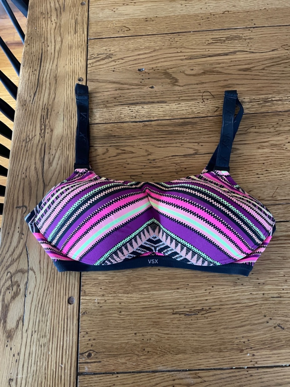 Victoria's Secret Pink, Purple & Black Striped VSX Sports Bra